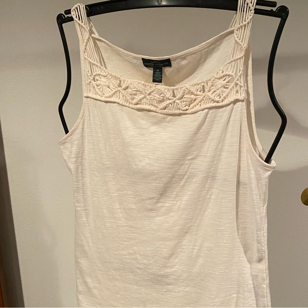 Lauren Ralph Lauren Women’s Medium Tank Top with Crocheted Scoop Neckline